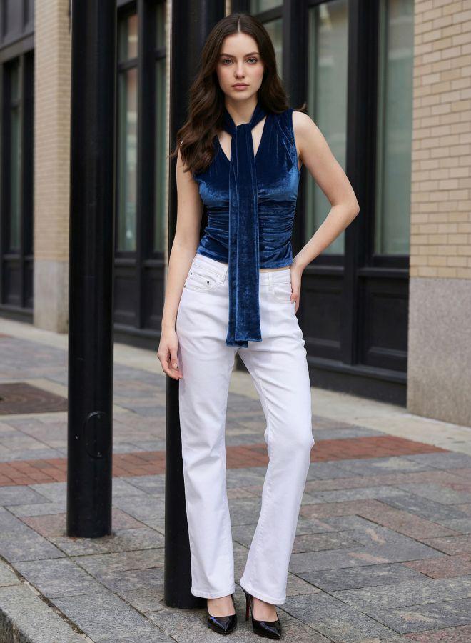 Freehand Women Fitted Solid V-Neck Sleeveless Ruched Top - Image 5